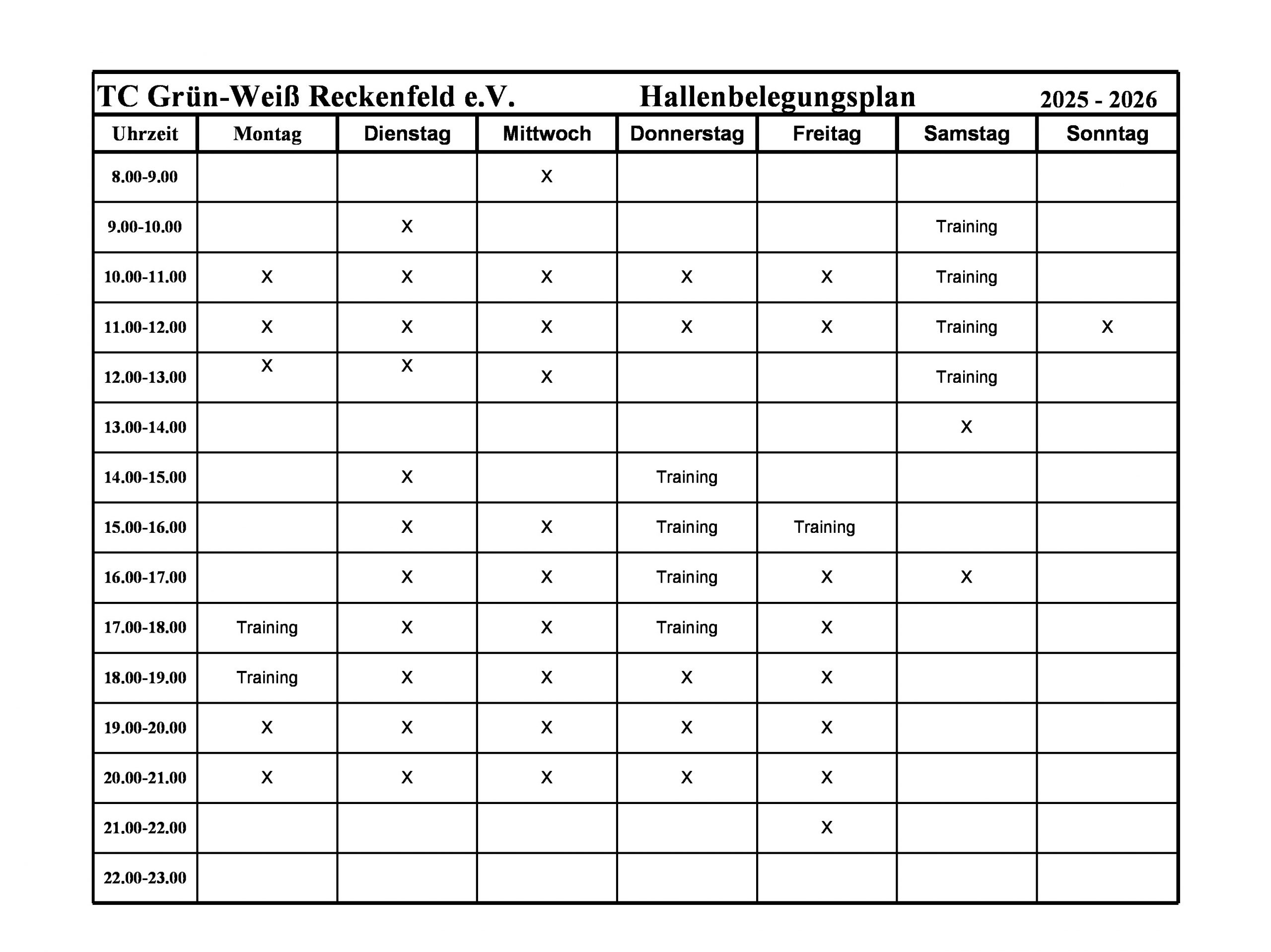 Hallenplan 2026 ohne Namen